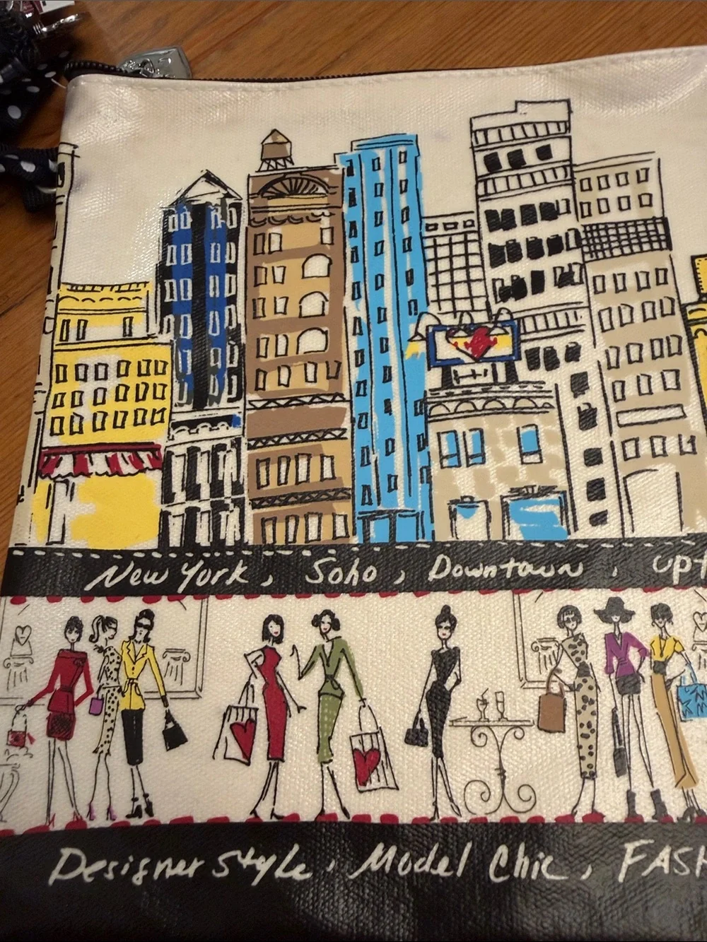 Bright Fashion City Canvas Pouch Set - Cream with Black Trim